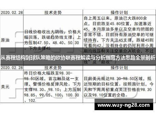 从赛程结构到球队策略的欧协联赛程解读与分析指南方法思路全景剖析
